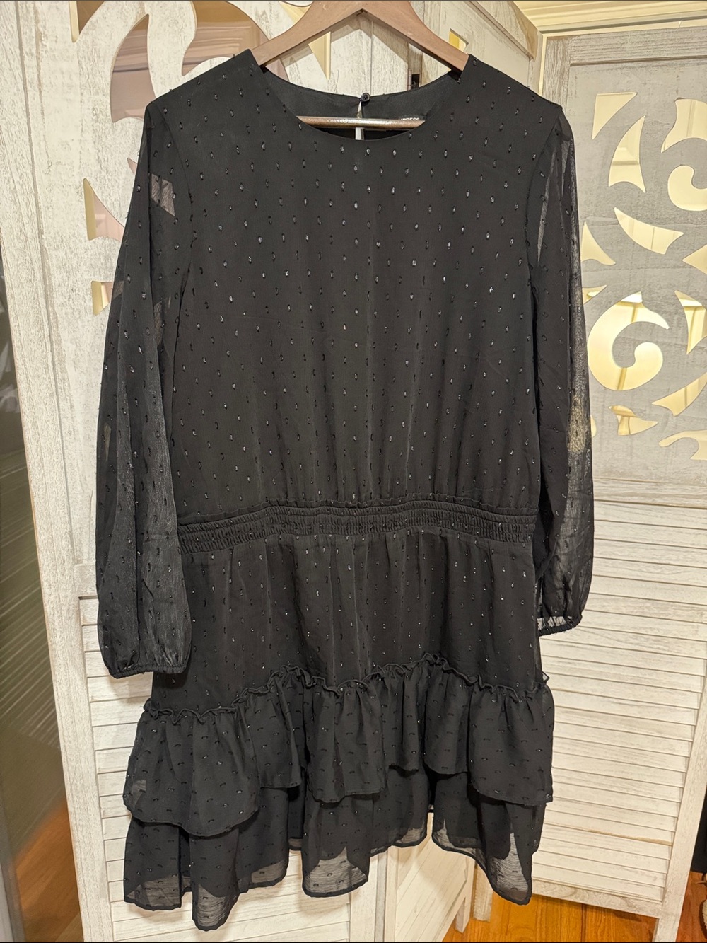 Express Black Embellished Round-Neck Dress